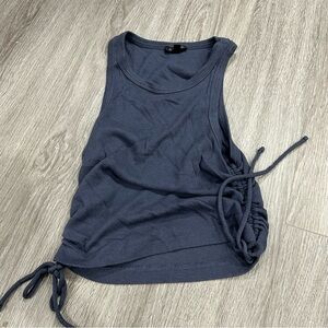 Dynamite Navy Sleeveless Ruched Top